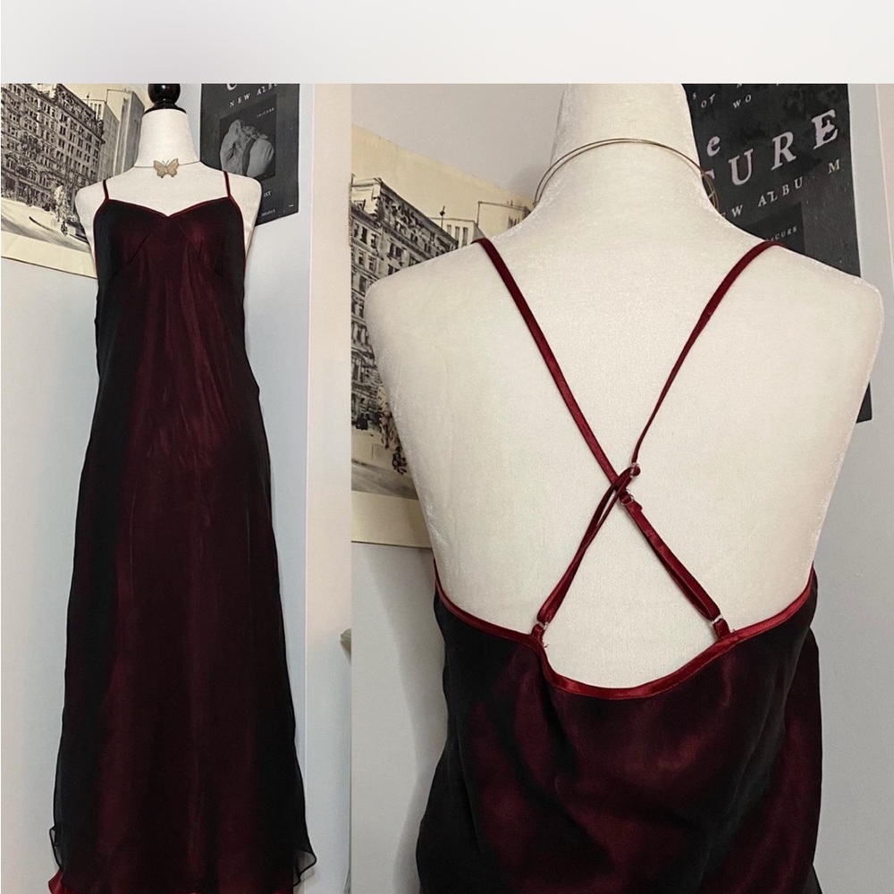 La Vie En Rose Red Slip Dress Spaghetti Strap Backless